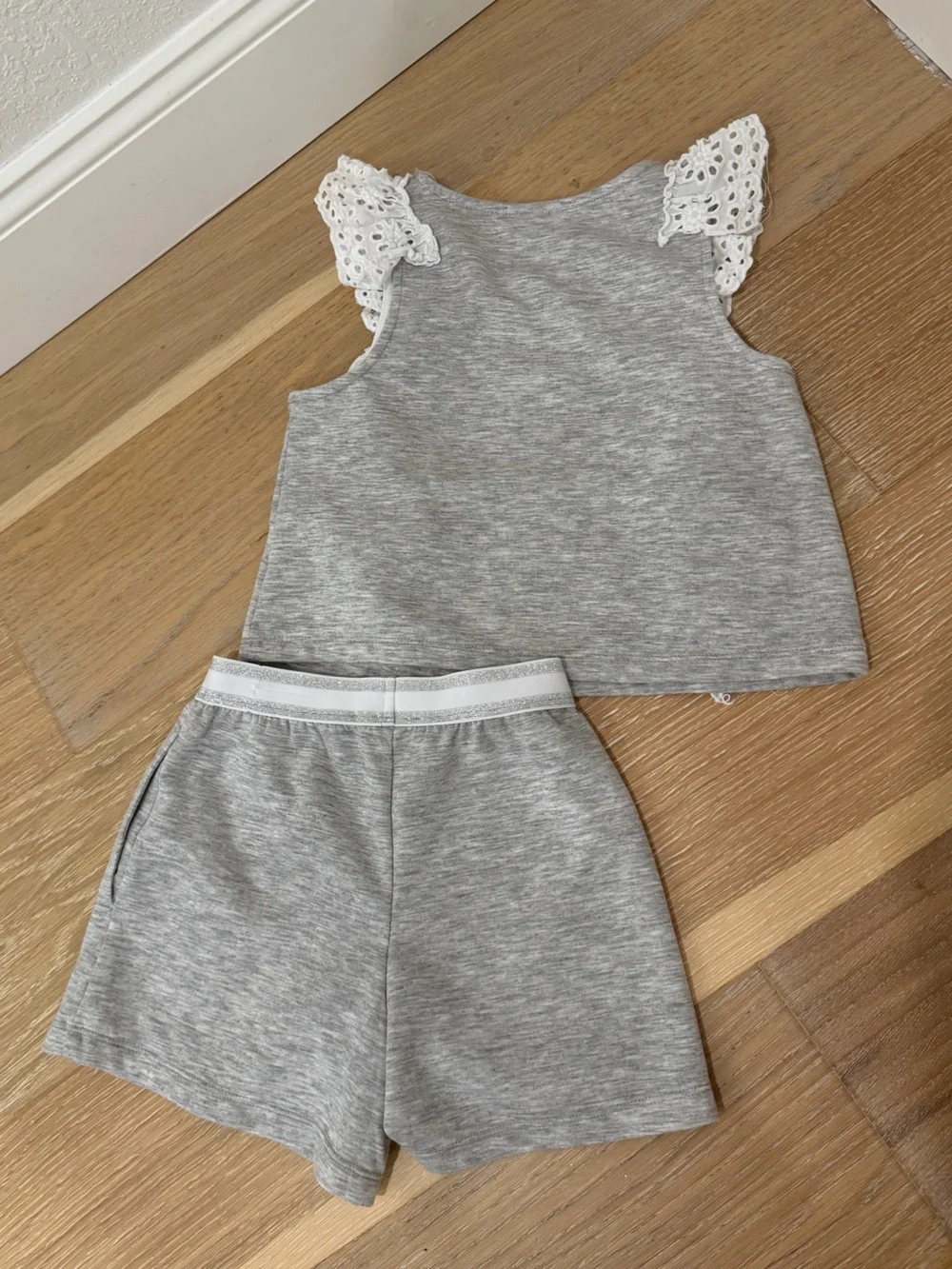 Hannah banana Gray Lace-Trim Tank and Shorts Set